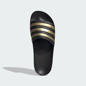 Adidas Adilette Aqua Slide Sandals 'Core Black Gold Metallic' EG1758 size 8 - 13